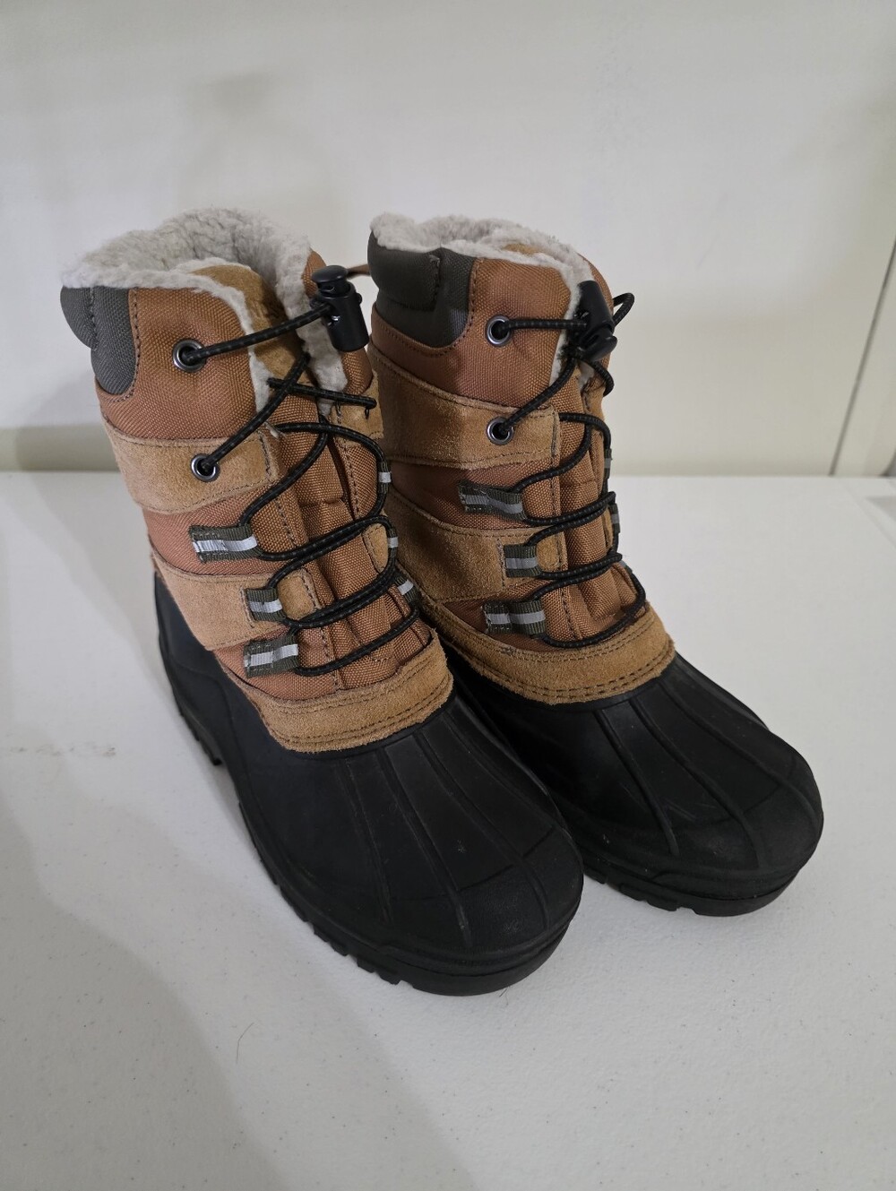 Lands' End Kids Tan and Black Insulated Rain & Snow Boots